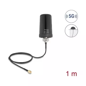 External Antenna DELOCK 81473 — 5G LTE, GNSS, Wi‑Fi 6, SMA Connector, Gain 1.1–4.0 dBi, Omnidirectional
