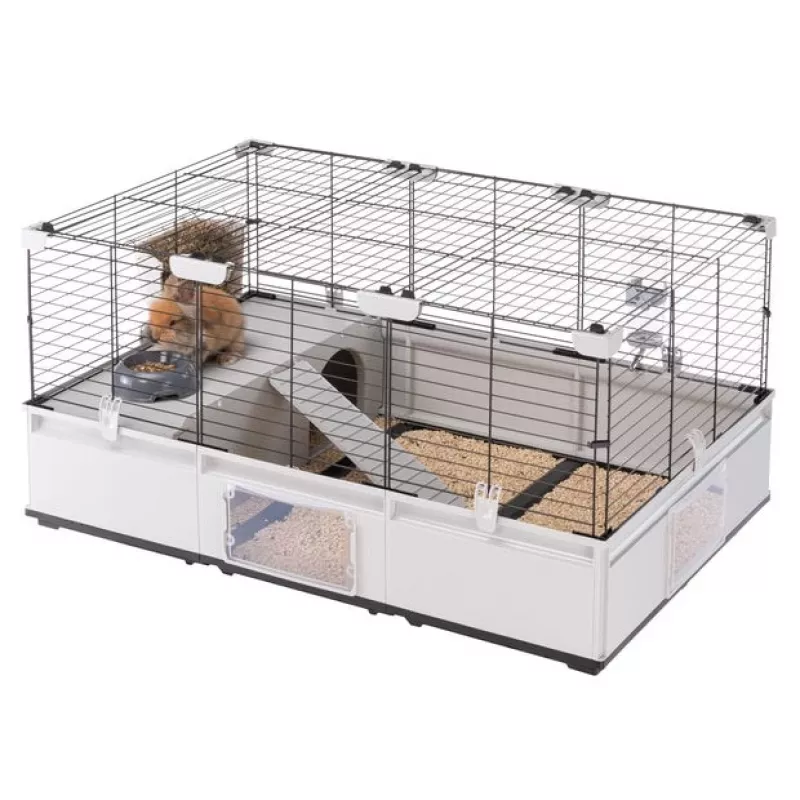 Cage FERPLAST Modular 2 for rabbit and guinea pig 109x72x56 cm, metal, grey, rod spacing 23 mm