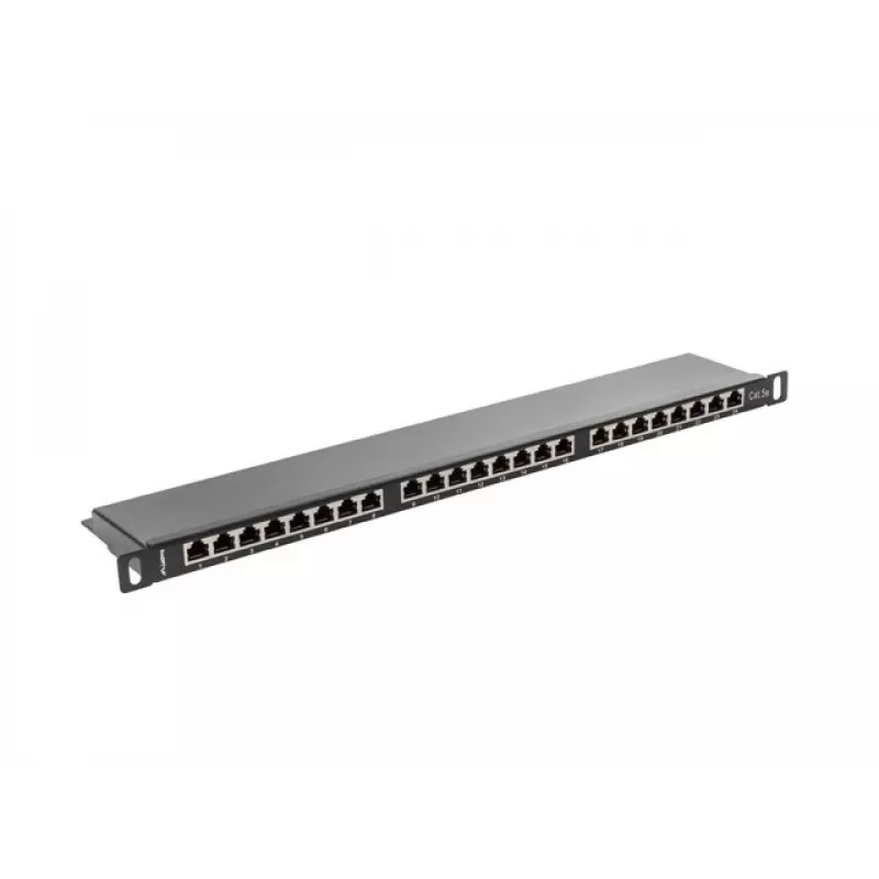 Lanberg PPS5-0024-B 24-Port CAT5e Shielded Patch Panel 0.5U 19 inch Rack Mount Black