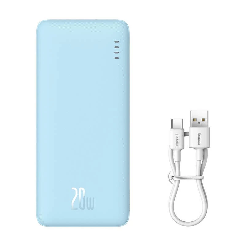 Portable power bank Baseus Airpow 10000 mAh, 20W, LiPo, USB-C + USB-A, blue