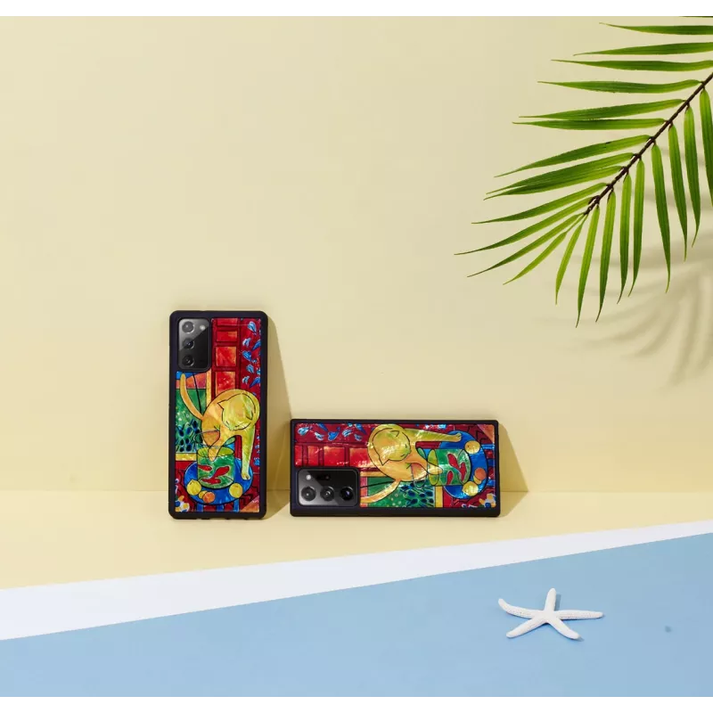 Protective phone case iKins for Samsung Galaxy Note 20 with red cat & fish design