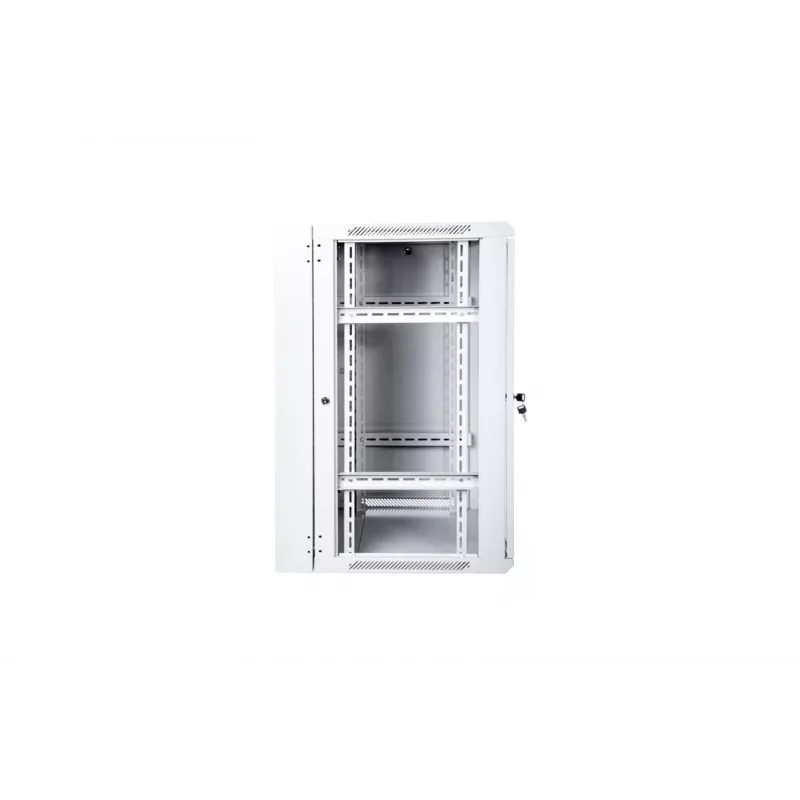 19 15U wall-mounted network rack cabinet 600x600, glass door, grey, split design, assembled, 60kg
