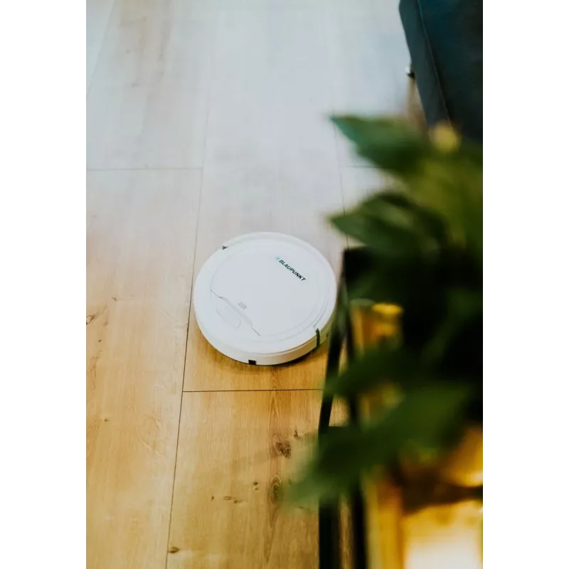 Robot vacuum BLAUPUNKT RVC201 — round, white, bagless 0.5 L dust container, 55 min runtime