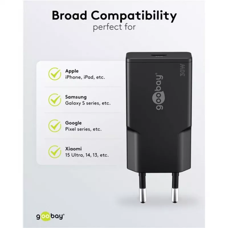 Goobay USB-C™ PD GaN Fast Charger Slim (30 W) black