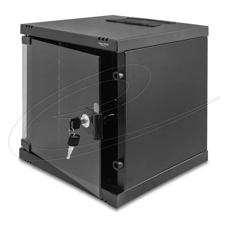 Freestand/Wall/Floor mounted rack DELOCK 43422 6U 30 kg capacity IP20, black, key lock