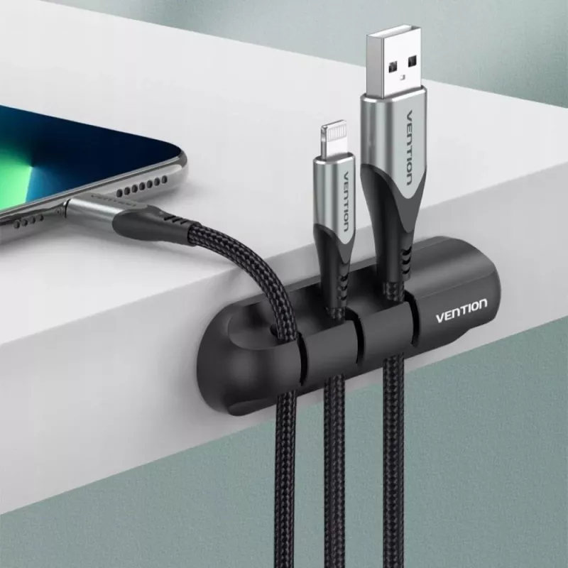 Vention 5-port cable organiser, 2 pcs, black