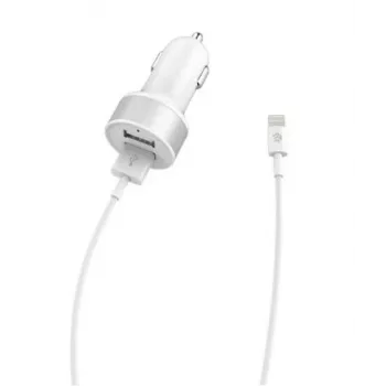 Car Charger Devia Smart Series Dual USB 2.4A with integrated Lightning cable