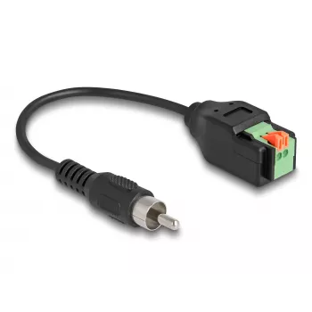 DeLOCK Cable RCA male to Terminal Block Adapter with push button 15 cm