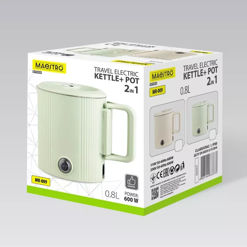 Electric kettle Maestro MR-009 0.8 L 600 W travel pot, beige
