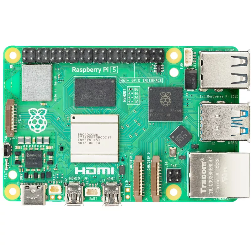 Single-board computer Raspberry Pi 5 development board — 2400 MHz Arm Cortex-A76, up to 16 GB LPDDR4x, MicroSD, USB 3.2, Wi‑Fi 5