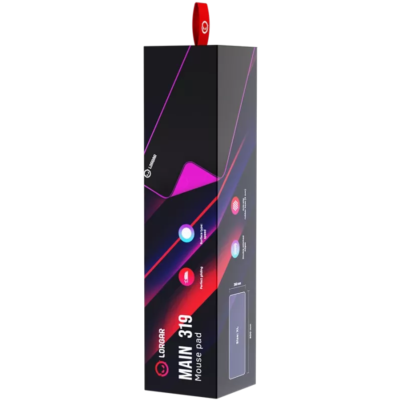 Lorgar Main 319, Gaming mouse pad, High-speed surface, Purple anti-slip rubber base, size: 900mm x 360mm x 3mm, weight 0.6kg