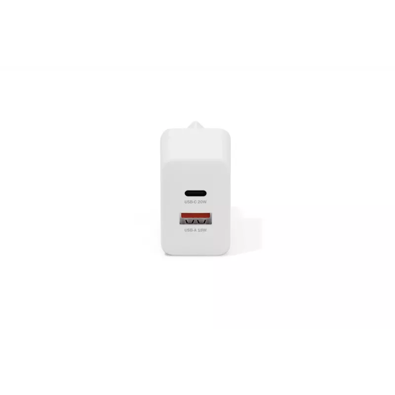 AC USB Charger DIGITUS 20W, 1x USB-C, 1x USB-A, Input 100–240V, White