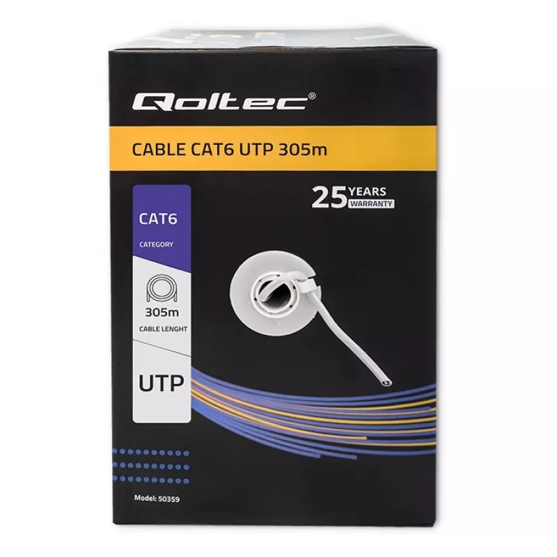 Patchcord UTP cable QOLTEC 50359 RJ45 CAT6 305m Blue