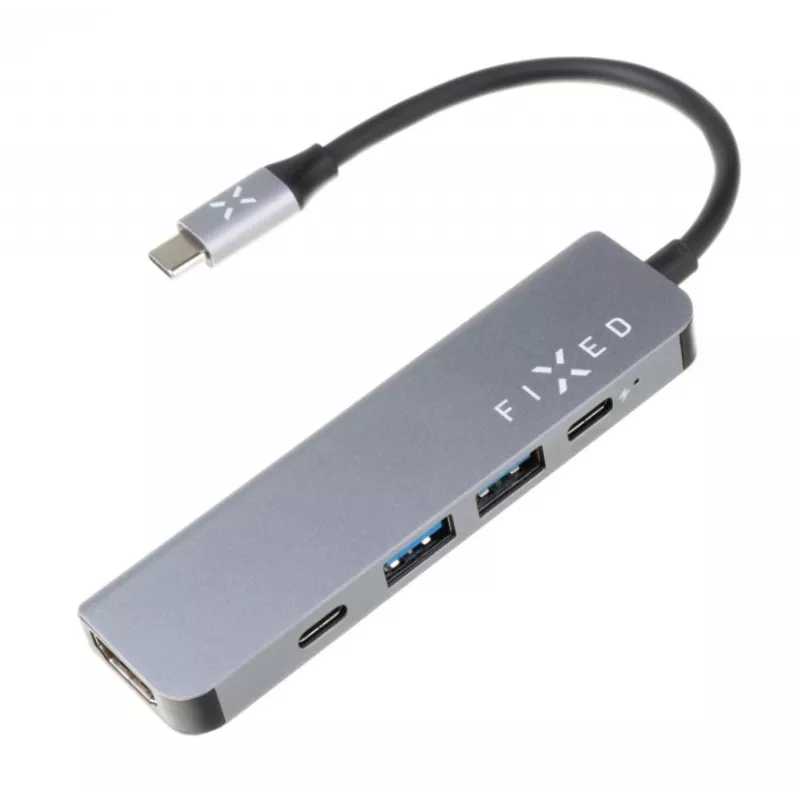 USB-C hub FIXED FIXHU-MN-GR 5-port mini for laptops and tablets
