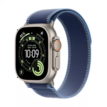 Apple Watch Ultra 3 GPS + Cellular 49mm Natural Titanium Case with Blue/Bright Blue Trail Loop - S/M | Apple