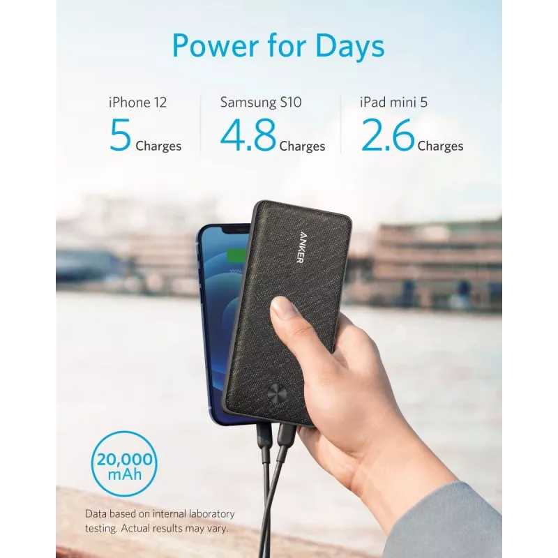 POWER BANK USB 20000MAH BLACK/A1365G11 ANKER