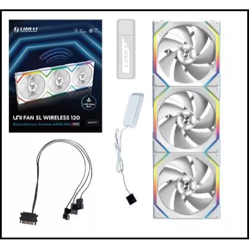 Fan Lian Li UNI FAN SL Wireless 120 12 cm White 3 pc(s) 28.5 dB 64.05 cfm