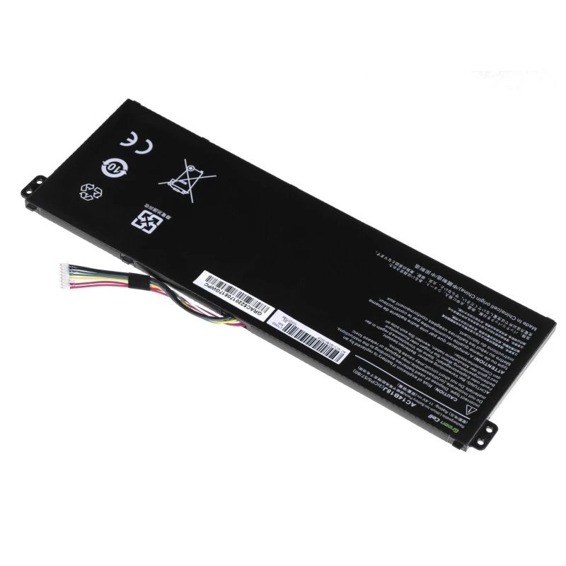 Battery Green Cell AC52 for Acer Aspire E11 ES1-111M ES1-131 E15 ES1-512 Chromebook CB3-111 CB5-311, 11.4V 2200mAh Li-Ion, 3 cells, black