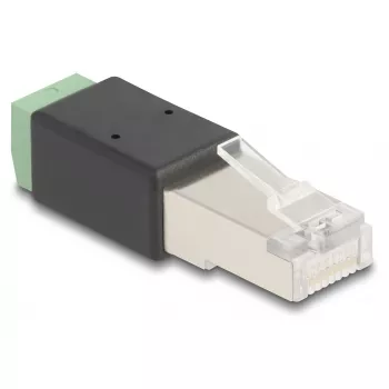 DeLOCK RJ45 plug to Terminal Block Adapter 2 pin 66604 Black Green