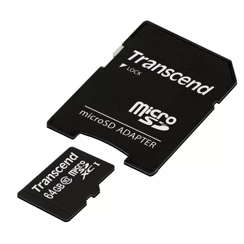 Flash Memory Transcend 64GB MicroSDXC Class 10 Adapter