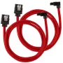 Corsair Premium Sleeved SATA-Cable angled, Red 60cm - 2-Pack