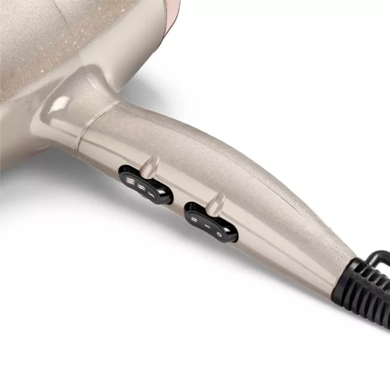 Hair dryer BABYLISS 5914PE — 2000 W, DC motor, 3 heat levels, 2 speeds, cool shot, Black/Gold/Rose Gold