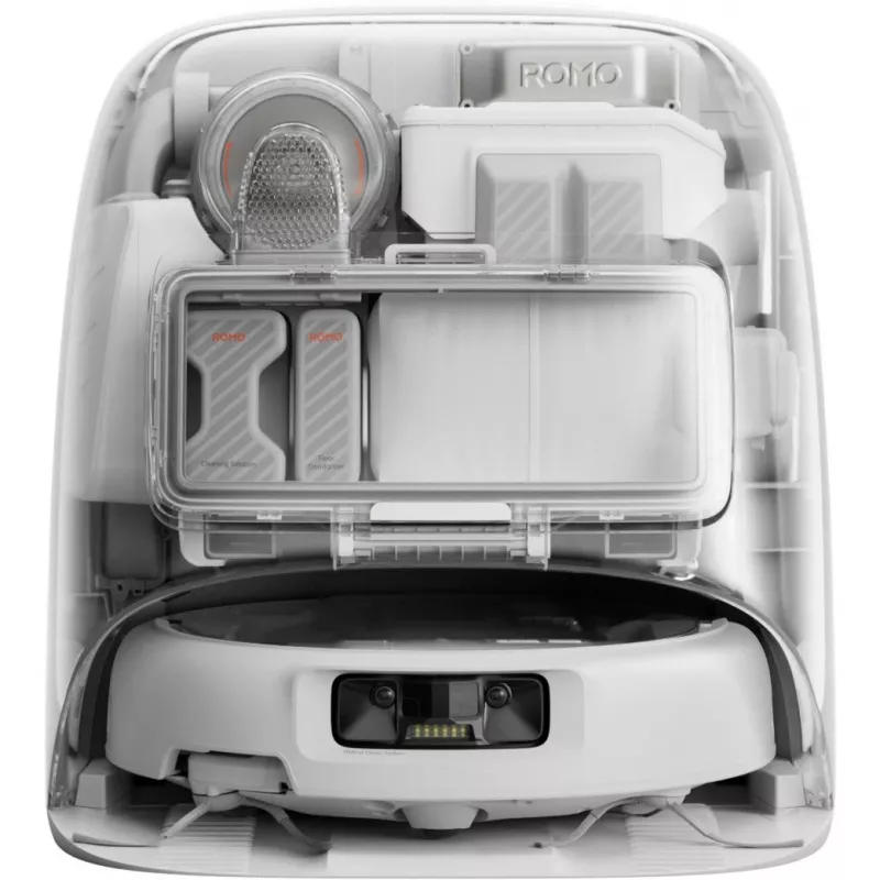 Robot vacuum and wet mop DJI ROMO P (Water Tank Version) — Grey/White, 0.26 L dust, 4 L clean / 3.2 L dirty water, 5000 mAh battery