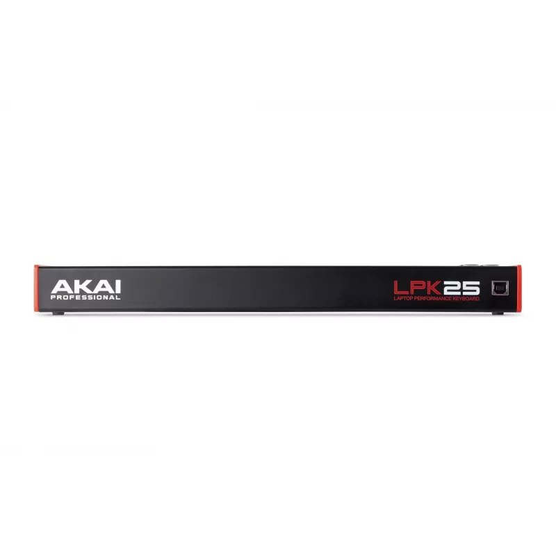 AKAI LPK25 MKII 25-key USB-powered mini MIDI keyboard — octave shift, arpeggiator, 6 buttons, red