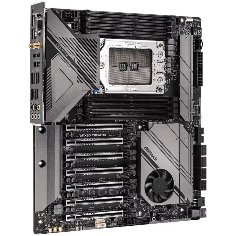 Motherboard ASRock WRX80 CREATOR R2.0 — AMD WRX80, Socket sWRX8, E-ATX, 8× DIMM DDR4, 2 TB max, Wi‑Fi 6E, 10Gb LAN, 7.1 audio