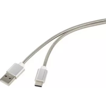 Renkforce USB 2.0 Connection Cable [1x USB 2.0 Plug A - 1x USB-C™ Plug] 1 m Silver Cable Jacket stainless steel (RF-4888671)