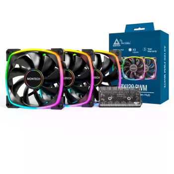 MONTECH AX120 120mm ARGB 3-Pack Case Fans - Black