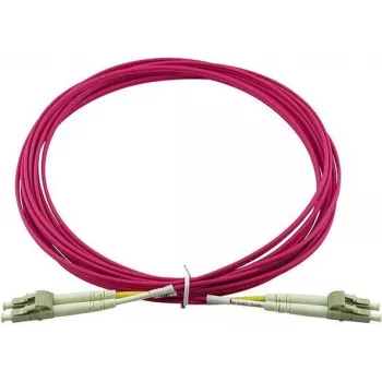 Fiber optic duplex patch cable BlueOptics LC-UPC to LC-UPC, multimode OM4 50/125 µm, 5 m, beige, ceramic ferrule,