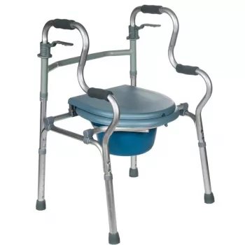 Rehabilitation walker REHA FUND RF-133 3in1, aluminium/steel frame, adjustable height 81–99 cm, 2 wheels, seat, max load 100 kg