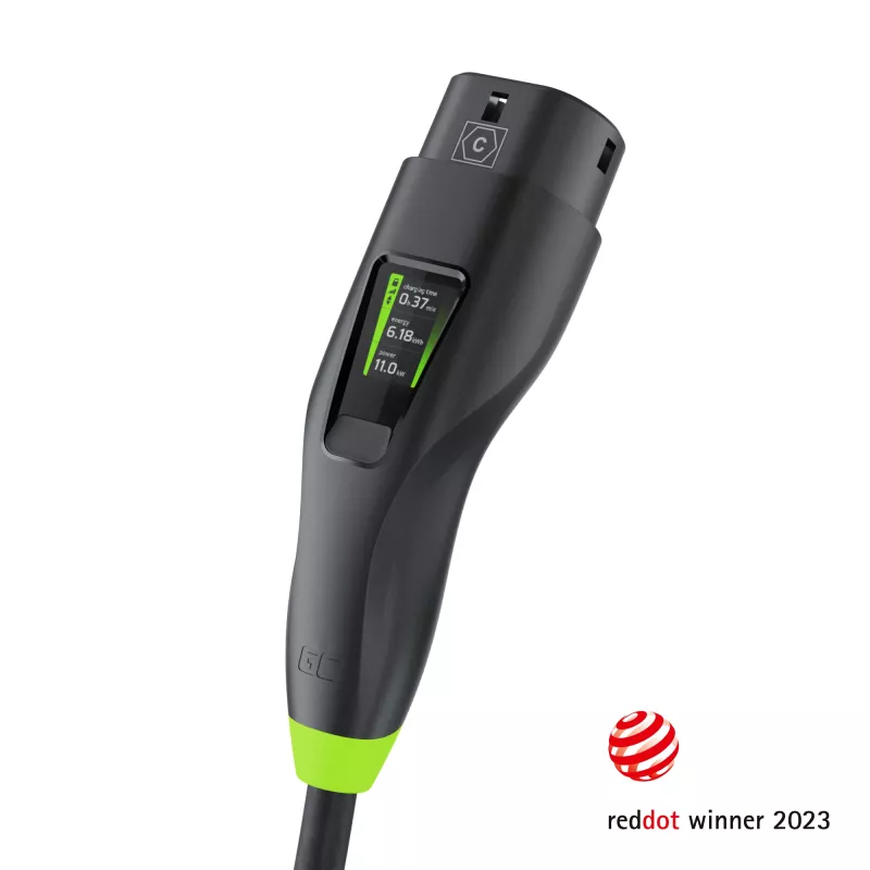 Green Cell Habu EVGC01 Mobile EV charger for electric vehicles 11 kW 7 m Type 2 CEE Wallbox Black