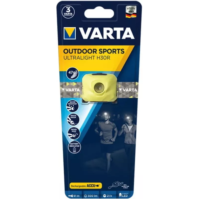 Headband flashlight Varta OUTDOOR SPORTS ULTRALIGHT H30R Lime