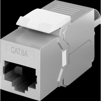 Goobay Keystone RJ45 Module CAT 6A, STP, slim-line - crocodile type, terminal strip for LSA mounting (tool-free) (79448)