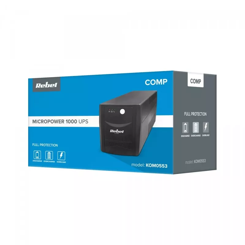 Uninterruptible UPS REBEL model Micropower 1000 (offline, 1000VA / 600W, 230 V, 50Hz)