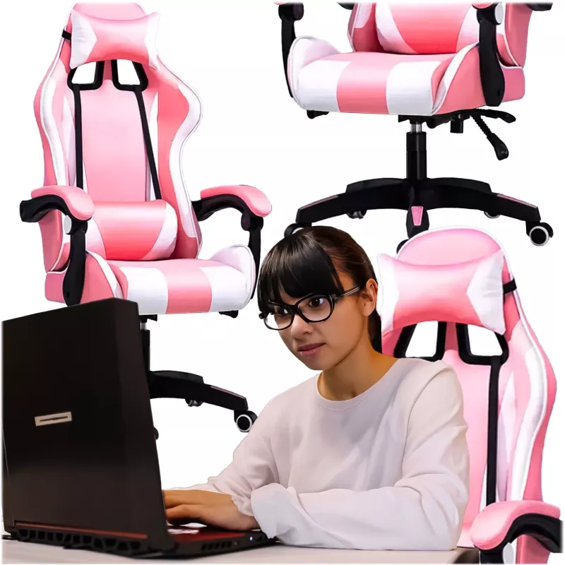 Extralink Gaming | Gaming Chair | office, rotary, bucket, pink-white, G-525