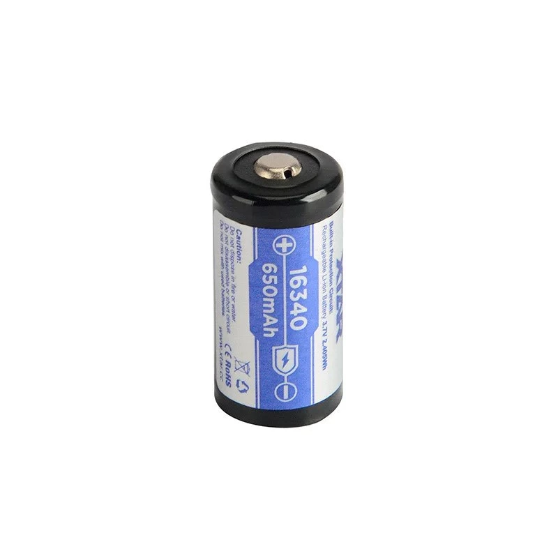 Rechargeable battery XTAR 16340 (CR123) Li‑ion 3.7V 850mAh, 34 mm height, 1.6 cm diameter