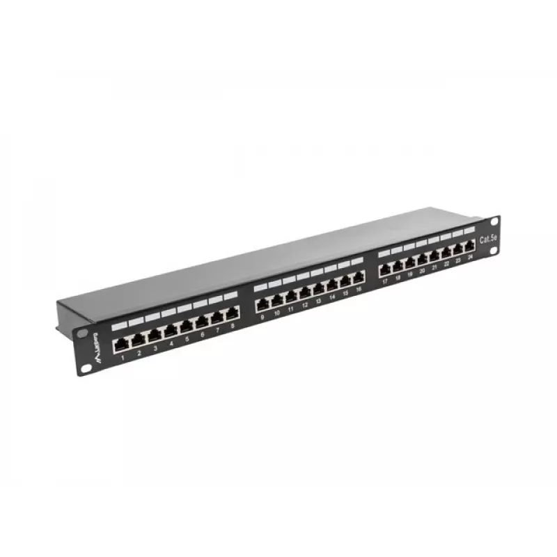 Lanberg PPS5-1024-B 24-Port Cat5e Shielded Patch Panel 1U 19 inch Rack Mount Black