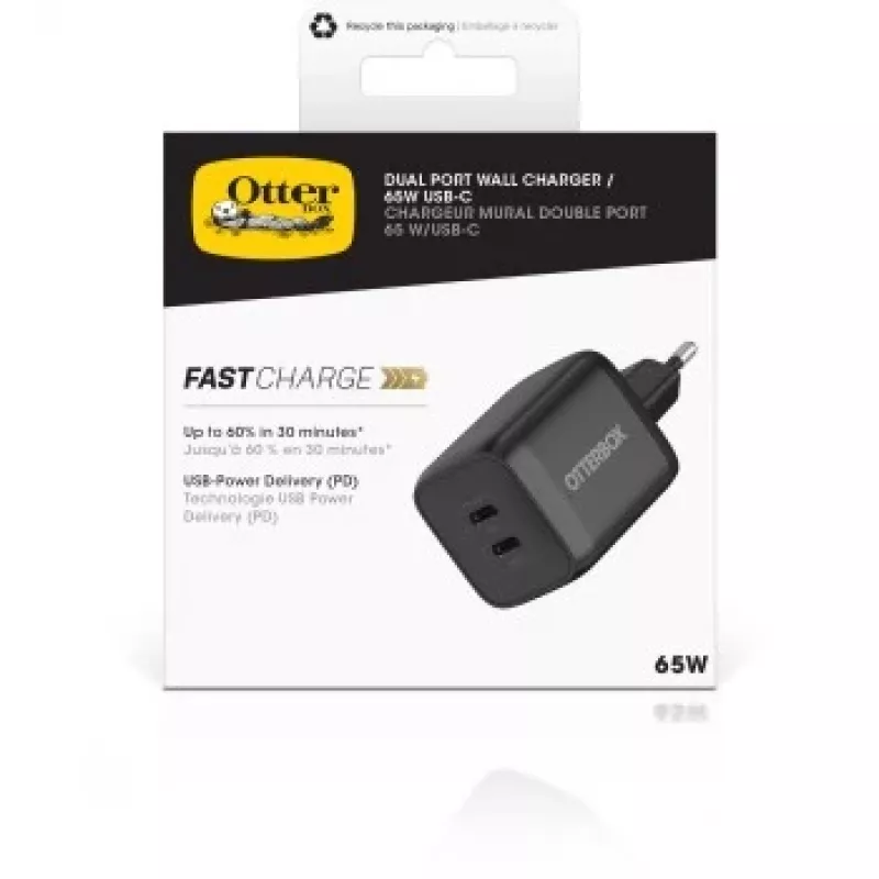 Otterbox Standard EU Wall Charger 65W - 1X USB-C 45W + 1X USB-C 20W USB-PD