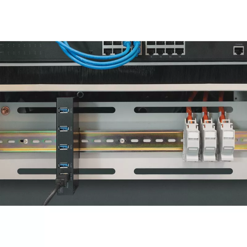 DIGITUS USB-Hub 4-Port 3.0->4xA3.0 industrial line black