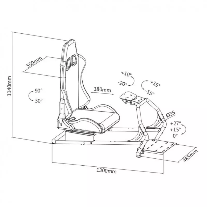 White Shark RSC-303 King of Speed Racing Simulator Cockpit - Steel Frame, Reclining PVC Leather Seat, Universal Wheel & Pedal Mounts