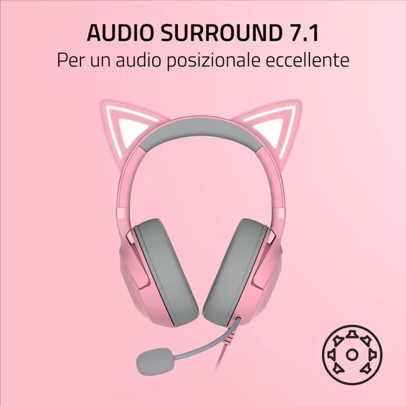 Wired over-ear headset Razer RZ04-04730200-R3M1 — circumaural, 1.3 m cable, 353 g, rose