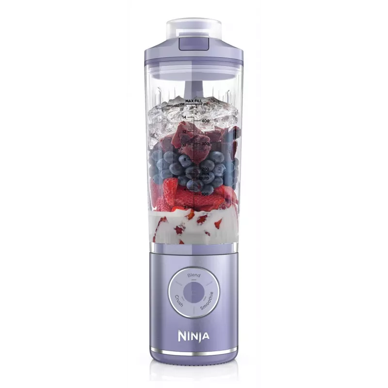 Portable blender Ninja BC251EULD — 0.57 L bowl, battery 11.1 V, stainless steel blades, lavender/transparent