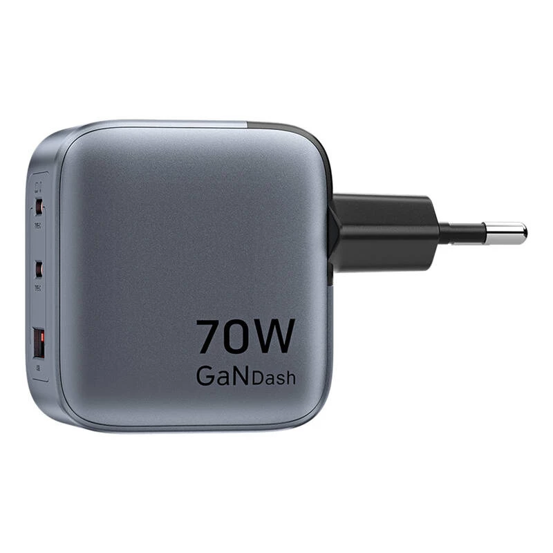 Vention GaN Charger FEXH0-EU 70W — 2x USB-C + 1x USB-A, PD 70W, 100–240V