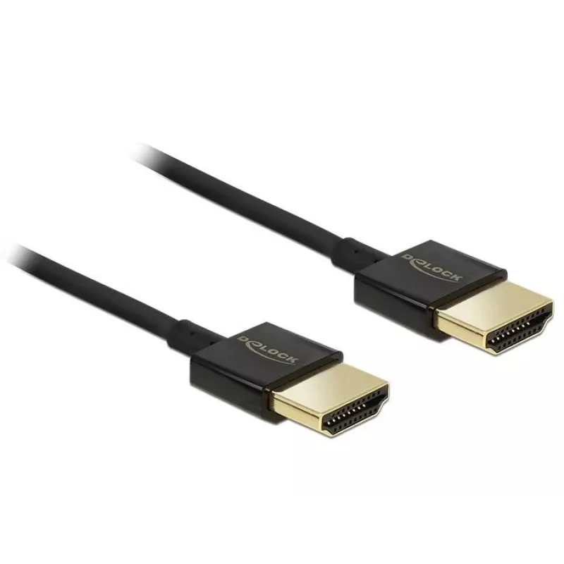 DeLOCK Slim Premium - Video-/Audio-/Network Cable - 36 AWG - HDMI, 19-pin (M) - HDMI, 19-pin (M) - 2,0m - Triple Insulation - Black (84773)