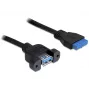 USB 3.0 F/F Cable DeLOCK 83118 0.5m Black