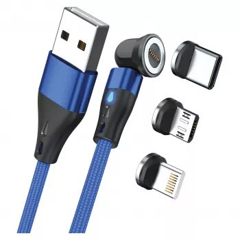 USB Cable RealPower MagneticCharge3 1m USB A Blue Fast Charging Data Transfer