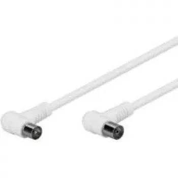 Wentronic Goobay Antenna Angled Connection Cable, 100% Shielded, White, 5 m - Coax Plug 90° Koax-Socket 90° (67356)